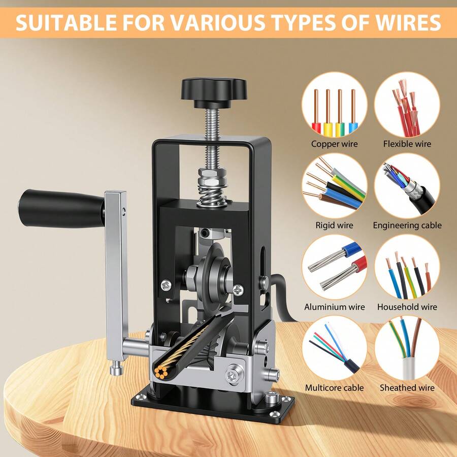 HSHa Wire Stripper Suitable For Wires With A Diameter Of 2-25 Mm, High-Strength, Dual-Axis Precision Blades, Height-Adjustable And Non-Slip V-Groove, Efficient Wire Stripping Machine, Compatible With Various Cable Types, Suitable For Waste Wires And Single-Core Wires