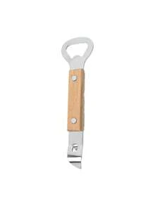Custom 1pc Wooden Handle Beer Bottle Opener, Stainless Steel Handheld Can Opener, Can Opener Tool, Multi-Purpose Kitchen Utensil, Suitable For Family Gatherings, Bars, And Outdoor Use. - Wood Color - View 14