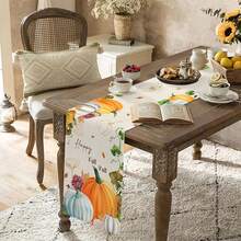 Fall Thanksgiving Pumpkin Table Runner Holiday Party Decor Reusable Kitchen Dining Table Runner For Dresser Scarves,Dining Room,Wedding Party,Autumn Decorations - Multicolor - View 4