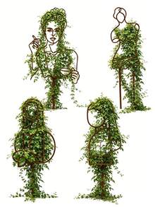 4件/1件 人形剪影植物攀爬架組，鍛鐵植物支撐架，線條藝術金屬攀爬藤蔓支撐樁，戶外花園裝飾植物架，陽台窗台花卉攀爬架，藝術家居裝飾植物愛好者禮物，室內綠色植物栽培花園植物支撐 - A - 查看 9
