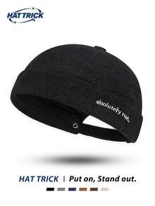 1pc Unisex Absolutely Not. Embroidered Vintage Corduroy Newsboy Cap, Adjustable Brimless Sailor Hat, Personalized Fashionable Casual Hat For Daily Commute, Party, Travel, Hip-Hop, Streetwear, Motorcycle, Versatile All-Season - G - View 1