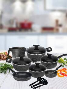 Conjunto de Panelas Viena Cerâmica Black 10 Peças Antiaderente com Tampa de Vidro - Visão 1