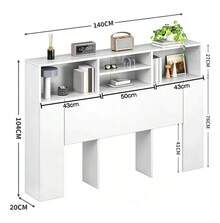 Cabecera Matrimonial Con Luces Led Y Enchufes Para Cama - Blanco - Ver 2