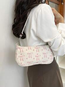 Korean Style Crocodile Embossed Handbag For Women, New Fashion Shoulder Bag, Minimalist Crescent Moon Tote Bag For Women, For Going To Work, Green - 白色 - 查看 2
