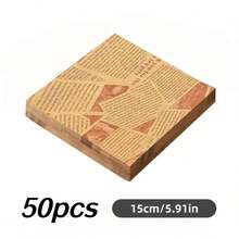 50/300/500pcs English Newspaper Style Greaseproof Silicone Paper, Small Size Oil-Resistant Paper Pads, Designed For Hamburgers, Bread, Fries, Sandwiches, BBQ, Suitable For Kitchen, Picnic, Camping, BBQ, Party Supplies, Baking Kitchen, Commercial Oil-Resistant Paper Pads - Multicolor - View 13