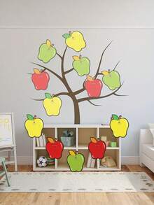 Cute Red Apple Stickers, Back To School Apple Decorations, Colorful Apple Shaped Cutouts For Bulletin Boards, Including Desk Name Labels, Colorful Apple Shaped Hollow Stickers, Suitable For Bulletin Boards, Perfect For Decorating Lockers, Lockers And Classrooms, Including Desk Name Labels - Apple - View 2