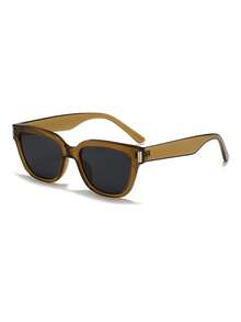 1 Pair Men's Tea-Colored Cat Eye Frame Vintage Versatile Street Style Fashion Glasses - Brown - View 2