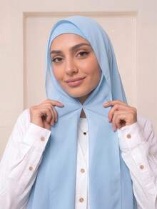 1pc 3 In 1 Instant Chiffon Hijab With Built-In Magnets And Undercap/All-In-One Instant Hijab--No Pins, Slip-Free Fit, Easy Wear In Seconds. - Instant Chiffon Hijab - View 11