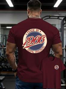 Camiseta casual para hombre, con diseños impresos a doble cara en la parte delantera y trasera, cómoda y transpirable, con un diseño de insignia conmemorativa MADE IN 1966 - la el - Blanco - Ver 10