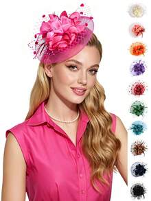 1 chiếc mũ Fascinator cho nữ và bé gái, kẹp tóc hoa băng đô cho Kentucky Derby, tiệc trà, tiệc cocktail và đám cưới - Nhiều màu - Xem 12
