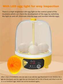 Home Digital Incubator, Can Hatch 4 Eggs, Automatic Egg Turning, Temperature And Humidity Control, Suitable For Hatching Chicken, Duck, Bird And Turtle Eggs, USB Powered - Yellow - View 9