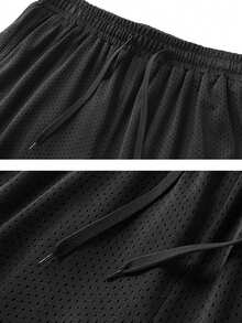 1pc Men's Summer Loose Sports Shorts With Zipper Pockets, Running Outdoor Casual Pants - Black - View 6