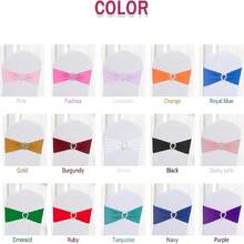 10pcs Chair Back Decorative Spandex Chair Ties, Elastic Chair Ribbons With Bows And Heart-Shaped Buckle Sliders, For Graduation Season, Prom, Wedding, Party And Banquet Decoration - Royal Blue - View 5