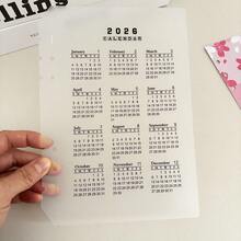 2026 A5/A6 PP Loose-Leaf Binder Cardboard, Transparent Frosted Calendar Index Refill, Ring Binding - Black and White - View 9