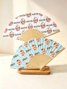 Customized Photo And Name LOGO Wedding Fan, Classic DIY Fan, Decorative High-Quality Customization, Gift For Girlfriend, Dad, Family, Mom, Friends, Pets - Multicolor - View 5
