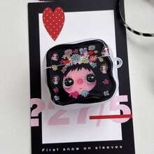 日韓卡通黑小玉全圖案掛環耳機保護套，適用於 Apple AirPodsPro3/AirPodsPro2/AirPodsPro/AirPods4/AirPods3/AirPods2，時尚女款極簡 Apple 耳機保護殼 - 彩色 - 查看 10