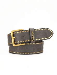 1pc Bohemian Style Vintage Buckle PU Leather Embossed Belt, Unisex For Men And Women, Suitable For Daily Casual Wear (Includes 1pc Hole Punch Nail) - BH1159 - View 3