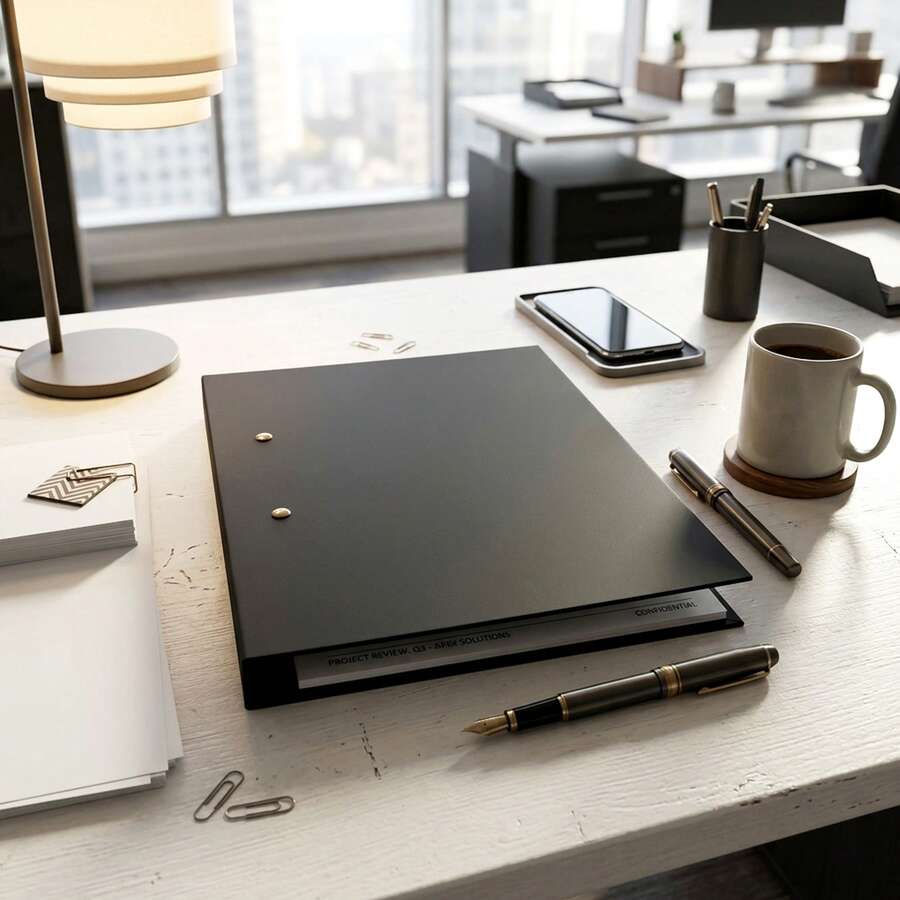 Lochloser Clip-Ordner, Federclip-Aktenmappe mit Metallklemme, 11,8 x 9,85 Zoll Hardcover Dokumentenhalter, Präsentationsmappe mit großer Kapazität, Berichtseinband, Vertragsorganisator für Büro, Schule, Meetings und Heimarchivierung, Schulbedarf - Ordner mit Klemme ohne Lochung - Übersicht 1
