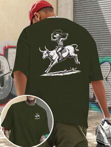 Camiseta de manga corta para hombre con estampado de rodeo y estilo vaquero del Oeste, estampado a doble cara, estilo del Salvaje Oeste americano, camiseta RODEO COWBOY para hombre, estilo n - Negro - Ver 10