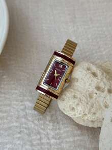 1pc Oval Vintage Style Gold Bamboo Strap Quartz Women's Watch, Elegant And Exquisite, Suitable For Daily Wear, Birthday Gift, Party - Gold - View 6