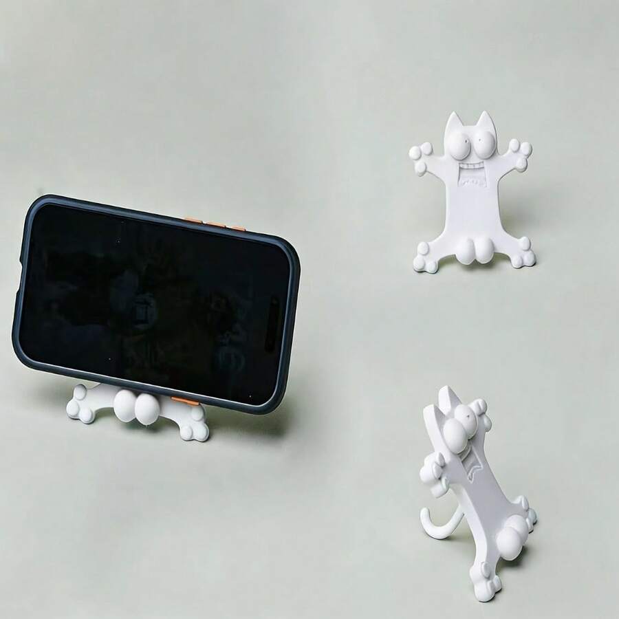 1pc Cute Funny Cat Phone Stand, Portable & Open Paw Design Desktop Holder, Multifunctional Mobile Stand For Cat Lovers - A - View 1