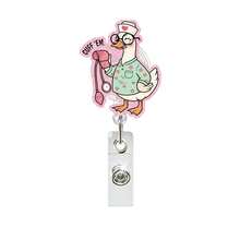 1pc Nurse Badge Reel Retractable Swivel Crocodile Clip ID Holder - Multicolor - View 8