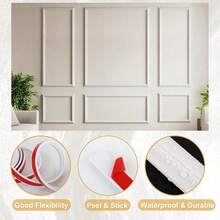1 Bộ 2m/78.74in Nẹp trang trí tường tự dính, Tấm ốp tường cắt sẵn dùng để trang trí tường trong nhà, Tấm ốp tường đúc sẵn, Tự dính, Thích hợp cho tường điểm nhấn phòng khách và phòng ngủ. - Nhiều màu - Xem 7