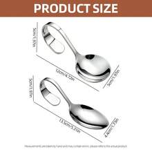1/4/6pcs Stainless Steel Serving Spoons, Curved Handle Dessert Spoon Set, Rustproof Silver Tableware For Salad Berry Home Restaurant Buffet - View 2