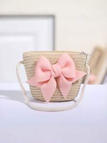 1pc Minimalist Ditsy Floral Pattern Spring/Summer Papyrus Crossbody Bag - Bow - View 2