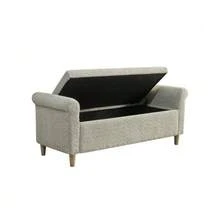 Footstool With Storage Space, Fabric-Covered Footrest With Hinged Lid, Compact Scandinavian-Style Stool For Living Room Or Bedroom - 駝色 - 查看 7