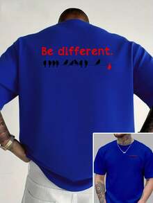 Única y fuera de lo común, la nueva camiseta de cuello redondo para hombre con estampado a doble cara una prenda holgada, casual, deportiva, moderna y a la moda para estudiantes y adolesc - Negro - Ver 8