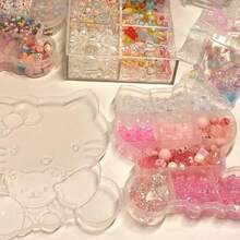 SANRIO 3件組 Hello Kitty 珠寶收納盒套裝，透明分格大容量珠飾收納盒，適合女孩、女性與兒童的完美禮物，可愛卡通角色設計展示盒 - 彩色 - 查看 1