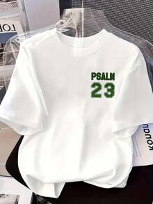 Men's Fashion T-Shirt With A Double-Sided Print Of The Bible Verse Psalm 23, Suitable For Home, Casual Daily Wear, And Sports. A Must-Have New Fashion T-Shirt. - 白色 - 查看 2