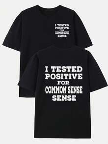 Tengo sentido común y sé que la camiseta de moda para hombre con estampado a doble cara adecuada para el uso diario casual en casa y para actividades de fitness al aire libre. un estil - Negro - Ver 1
