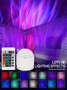 1pc Dynamic Rotating Water Wave Light, USB 5V Input, RGB Multi-Color Changing, With Remote Control, Suitable As Gift Lamp, Romantic Bedroom Atmosphere Light - 彩色 - 查看 14