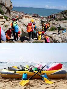 防水運動防水袋附肩帶，大容量旅行袋、運動袋、沙灘袋，適用於海灘、戶外運動、夏季度假、游泳池、運動、健身，男女通用，旅行必備、游泳配件、海灘必備、返校用品 - 彩色 - 查看 6