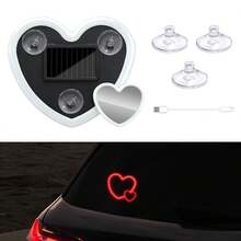 1pc/2pcs Solar Powered Heart-Shaped Neon LED Car Rear Window Wireless Atmosphere Light Decoration, Best-Selling Car LED Window Glowing Heart Atmosphere Light, Solar Powered Car Interior Neon Light USB Decoration, 3.7V+300mAh Lithium Battery - 彩色 - 查看 13