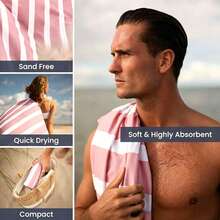 Extra Large Microfiber Beach Towel - Quick Dry Sand-Resistant - Portable Lightweight Suitable For Travel - - Extra Large Pool Towel .Striped - Deep Blue - Multicolor - View 4