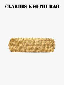 Hand-Woven Leather Shoulder Bag In Warm Pale Yellow With Sturdy Woven Strap, Neat Edge Stitching And Exquisite Woven Texture, Minimalist French Style, Suitable For Commuting And Weekend City Outings - Yellow - View 4