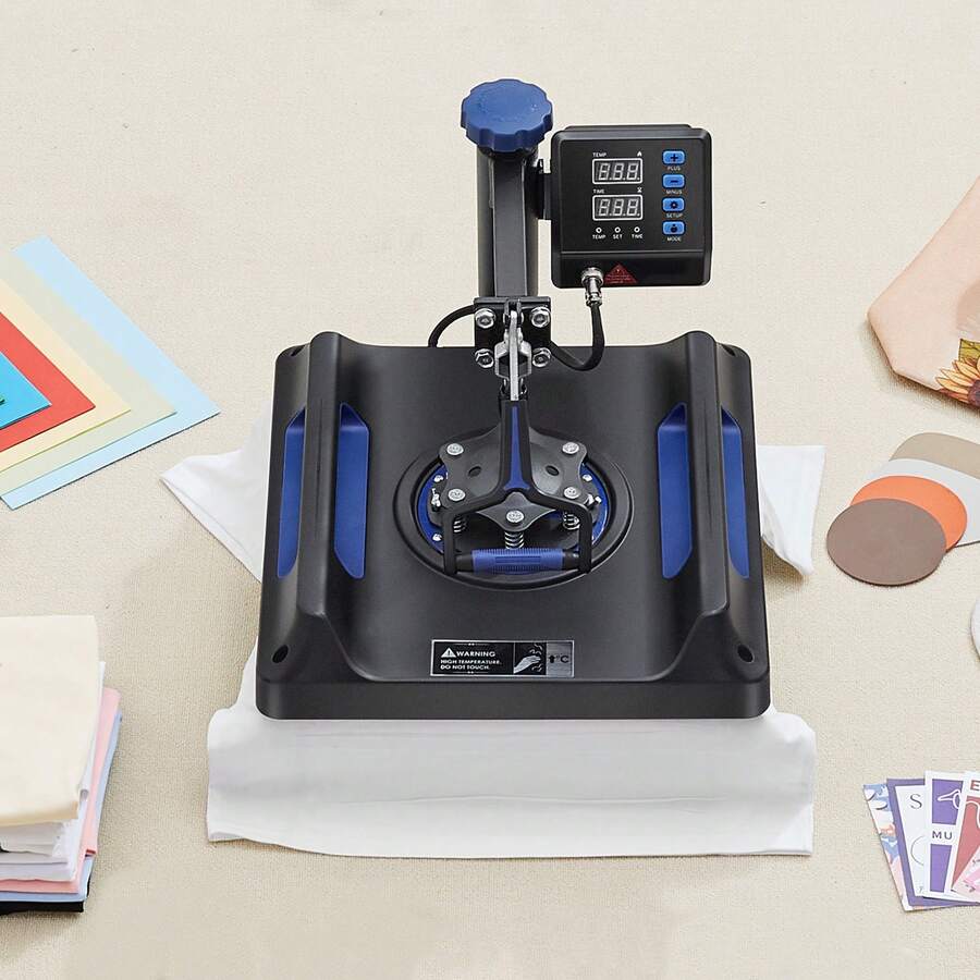 8-In-1 Heat Press Machine, 380 X 380 Mm Heat Press, Digital Control, Multifunction, For T-Shirts, Caps, Mugs, Plates, Blue - 查看 1