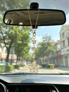 1個可愛櫻花汽車吊飾附蝴蝶吊飾，閃亮水晶後視鏡吊墜，汽車內飾裝飾配件 - 花朵蝴蝶 - 查看 7