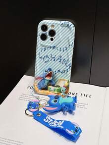 Disney Has Authorized, Phone Case - Chain Set, The Stitch Lilo & Stitch 3D Phone Case Plus A Silicone 3D Stitch Bracelet With Metallic Ring Removable Bracelet, Stitch And Angel Pattern, Compatible With Iphone17/16/15/14/13/12/11/XS/XR/X Plus Pro Max, A Stylish Cartoon Phone Case, The Perfect Gift Choice, Phone Protection, Durable Phone Cover, Great Gift For Friends And Family. - 白色 - 查看 5
