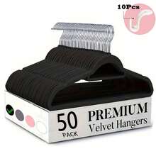 High Quality Velvet Anti-Slip Garment Hangers 100/50/30pcs, Compact Space-Saving Hangers With 360° Spin Hook & Attached Tie Bar, Sturdy Basic Hangers For Wardrobe Organizing, Indoor Stowage, Outdoor Laundry Drying & Garment Retail Display - View 16