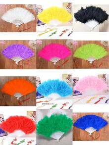Feather Fan, Fashionable Summer Feather Hand Fan, Wedding Party Decoration, Bridal Party, Bridal Gift, Photography Prop, Foldable Hand Fan, Suitable For Costume, Dance, Tea Party, Wedding Decoration, Gift, Spring Gift, Chinese Style Feather Fan, Summer Gift, Summer Essential, Summer Portable, Graduation Gift, Congratulations On Graduation - A - View 9