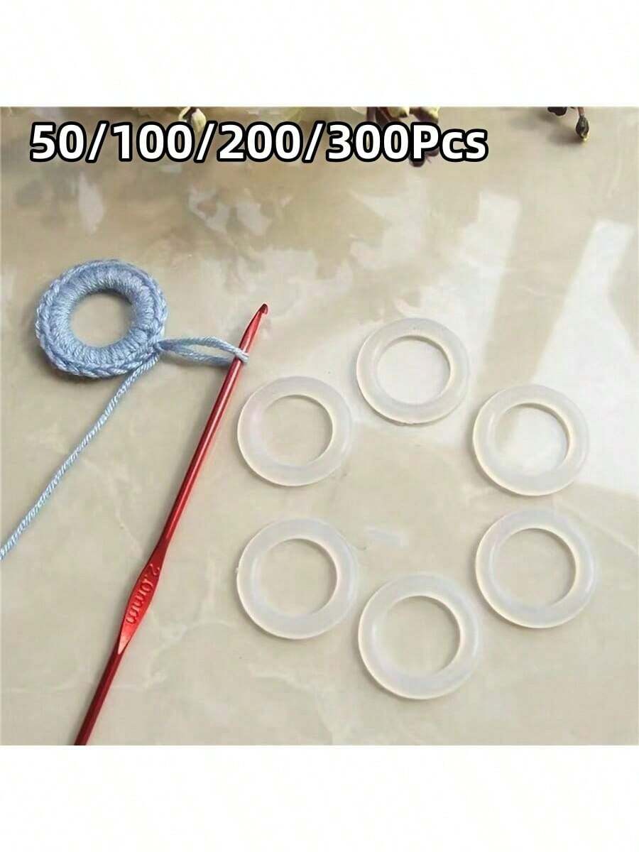 50/100/200/300 piezas Anillos de ganchillo, anillos con forma de bolsa, anillos con forma de O, discos redondos de plástico de 2 cm, adecuados para hacer formas redondas, decorar mochilas y como accesorios para masticar de mascotas - Multicolor - Ver 1