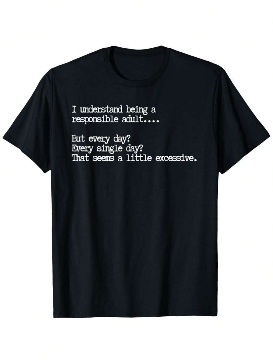 Camiseta divertida con temática para adultos, adecuada para un estilo neutro, personalizado y casual. Camiseta de manga corta con cuello redondo, ligeramente elástica,% algodón. Disponib - Negro - Ver 1