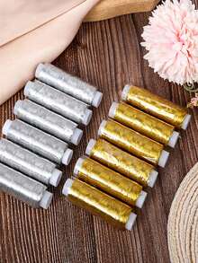 200 Yards Luxury Gold & Silver Metallic Thread Shiny & Glossy Suitable For Embroidery DIY Sewing And Quilting Crafts - A - View 3