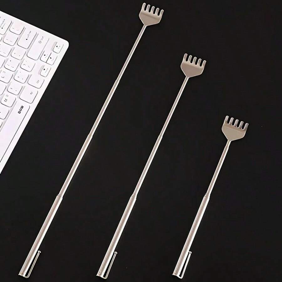 Lot de 3 grattoirs de dos rétractables avec design de patte à 5 griffes, adaptés aux zones difficiles d'accès, grattoir portable avec prise unique et ergonomique pour les doigts, grattoirs durables - Voir 1