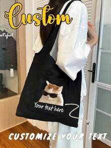 Tas jinjing dengan foto dan nama hewan peliharaan yang dipersonalisasi, tas bahu berkapasitas besar, cocok untuk bekerja, bepergian, dan sekolah. Portabel, multifungsi, universal, ringan, dan praktis. Cocok untuk ulang tahun pernikahan, liburan, dan acara lainnya. Serbaguna, lucu, sederhana, dan menarik. Hadiah ulang tahun, ulang tahun pernikahan, dan Hari Valentine yang sempurna untuk pecinta hewan peliharaan. - MultiWarna - View 1