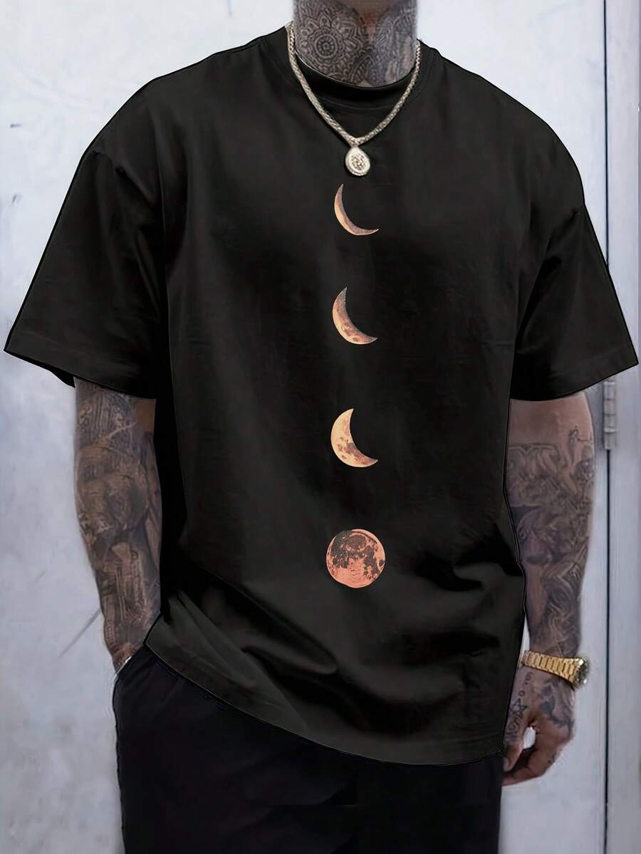 Men's Casual Printed T-Shirt - Breathable Polyester, Round Neck, Machine Washable - Perfect For Summer Outings And Sports. - MultiWarna - View 1